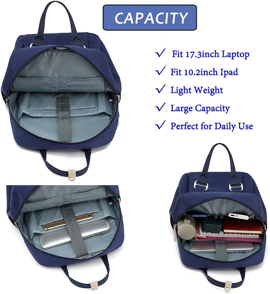 Women Laptop Backpack, Durable Travel Backpack with Headphone Cable Hole, anti Theft Backpack for Fits 15.6 Inch Notebook, Multicolor.Blue