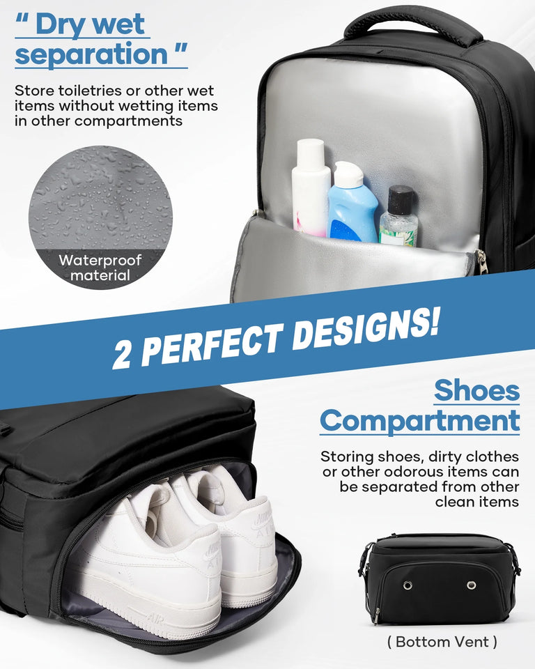 Vacuum Backpack for Travel, Vacuum Seal Carry on Backpack with Vacuum Compression, Vacuum Travel Backpack with Pump for Women Men Airline Approved Air Backpack Vacpack for Work College Daypack Black