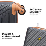 3 Piece Carry-On Luggage Sets, Hardside Suitcase Set with Spinner Wheels, Portable Travel Bag and Toiletry Bag, Gray