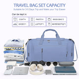 Gym Duffle Bag Backpack Waterproof Sports Duffel Bags Travel Weekender Bag for Men Women Overnight Bag with Shoes Compartment Blue