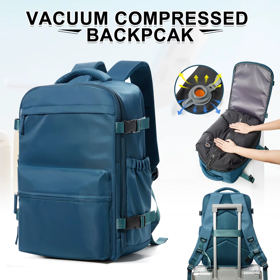 Fashion College Backpack Men Vacuum Compression Backpack, Women Men 15.6In Laptop Backpack Expand Hiking Vacuum Travel Backpack