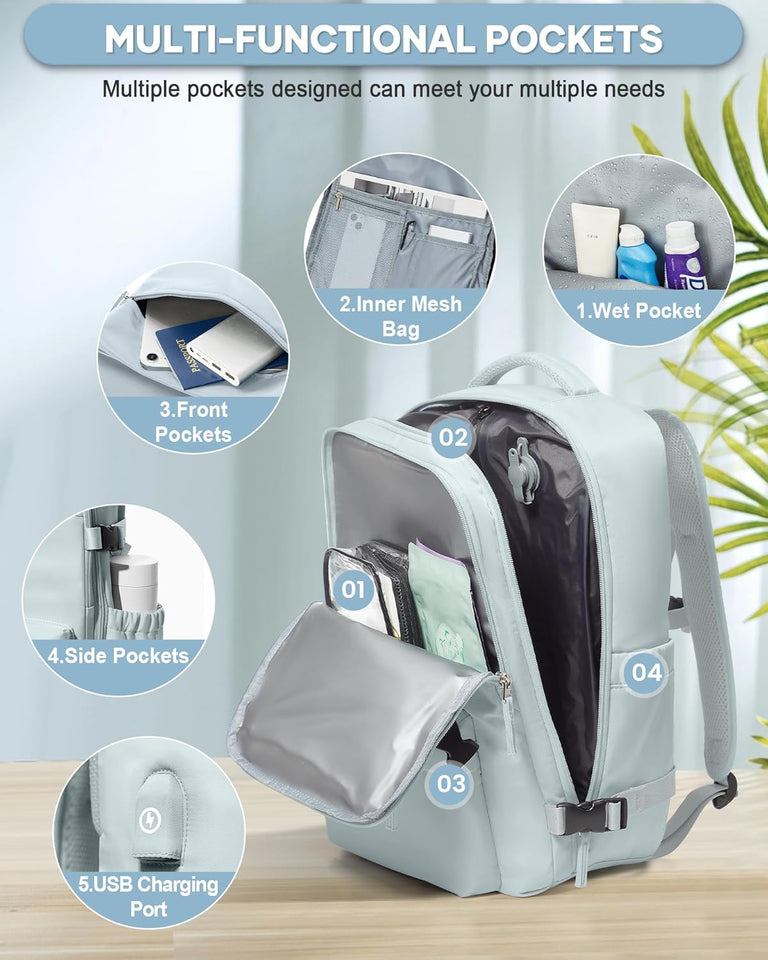 Vacuum Seal Compression Travel Backpack with Pump for Women Men Airback Vacpack