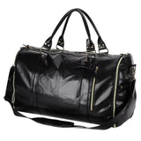 Travel Garment Bag Convertible Garment Duffle Bag Multi-Pockets Suit Travel Bag Foldable PU Leather Duffle Bag for Men Women