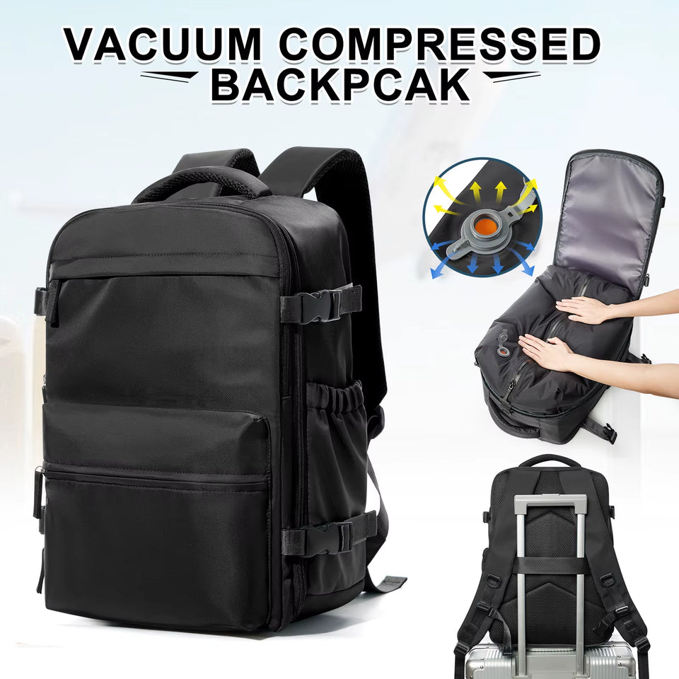 Fashion College Backpack Men Vacuum Compression Backpack, Women Men 15.6In Laptop Backpack Expand Hiking Vacuum Travel Backpack