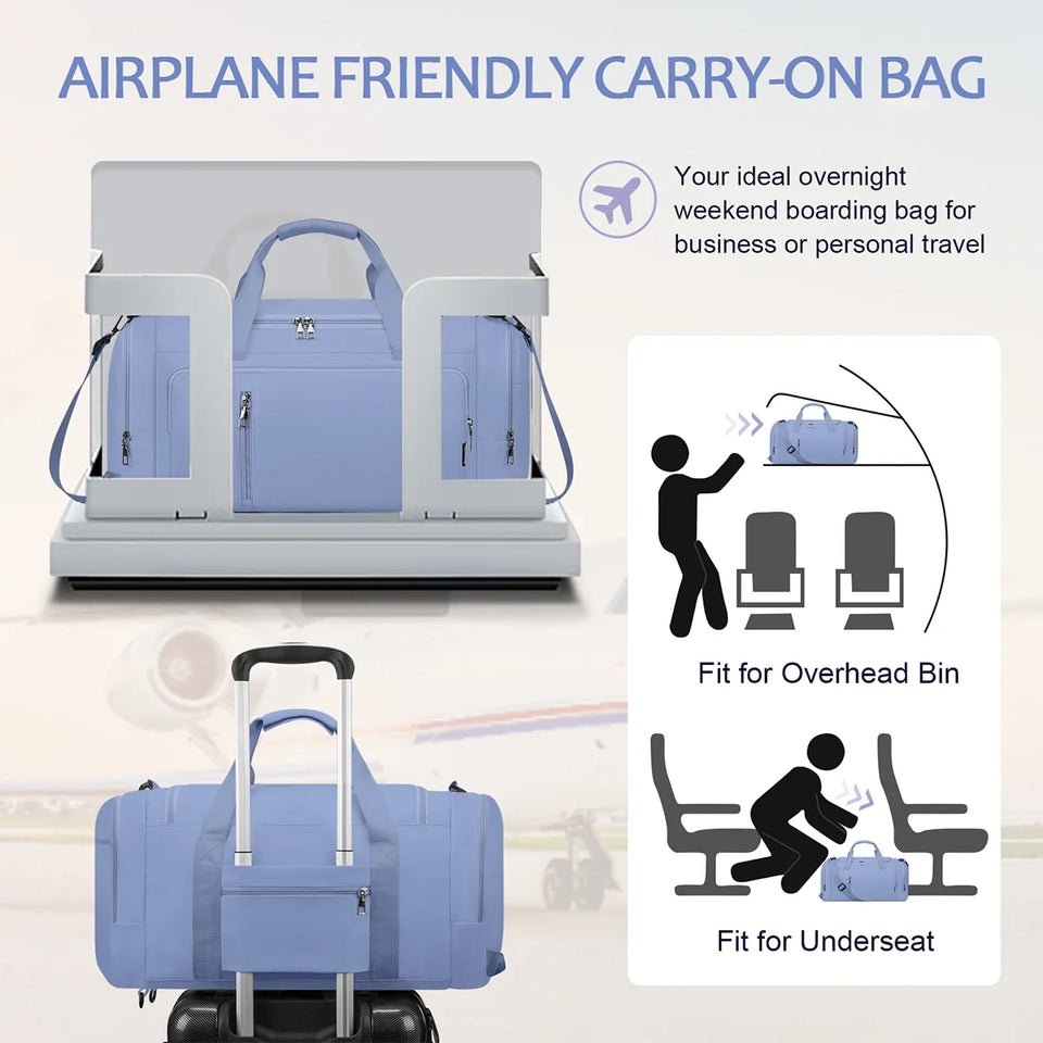 Gym Duffle Bag Backpack Waterproof Sports Duffel Bags Travel Weekender Bag for Men Women Overnight Bag with Shoes Compartment Blue