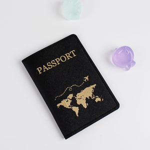PU Leather Gilded Map Passport Book Protective Case
