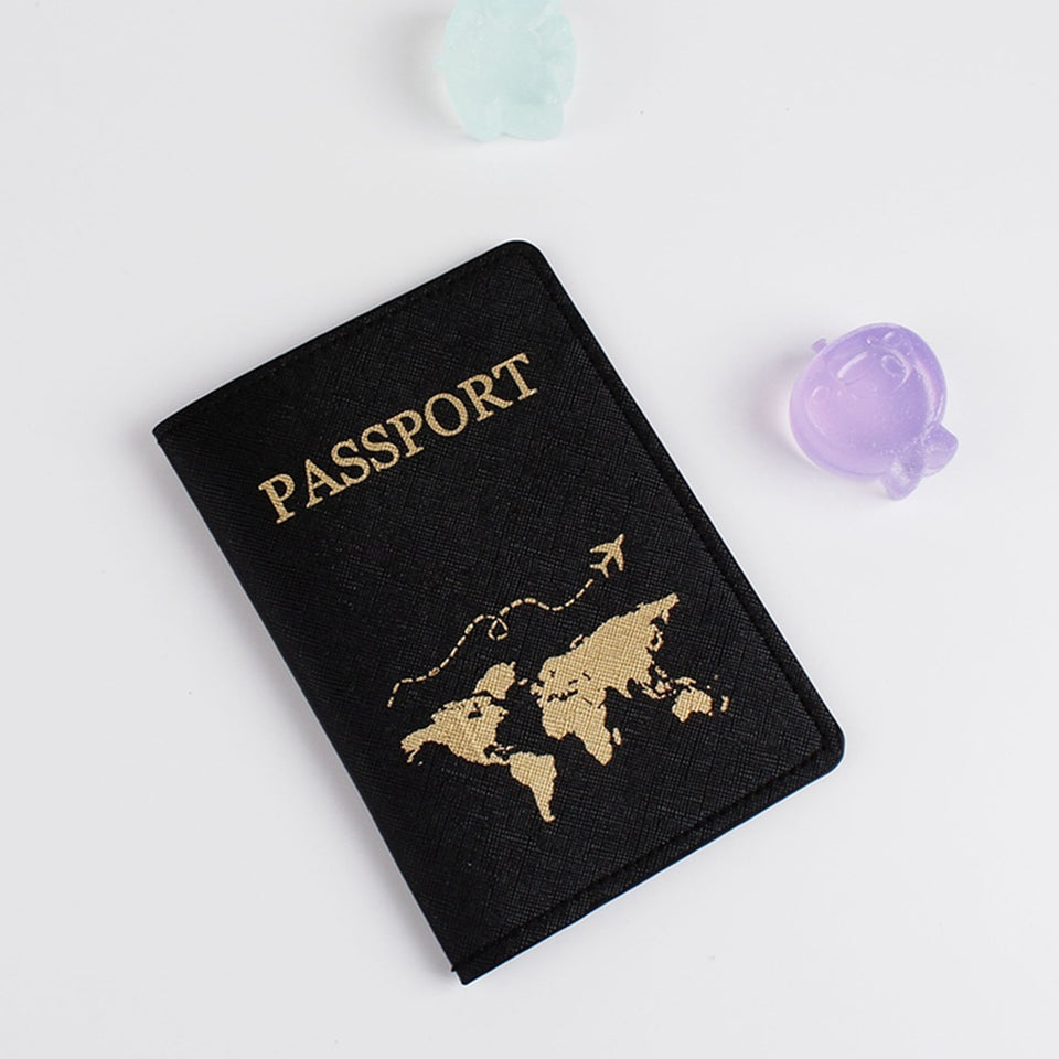 PU Leather Gilded Map Passport Book Protective Case