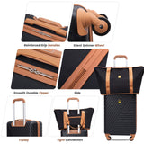 3 Piece Carry-On Luggage Sets, Hardside Suitcase Set with Spinner Wheels, Portable Travel Bag and Toiletry Bag, Black