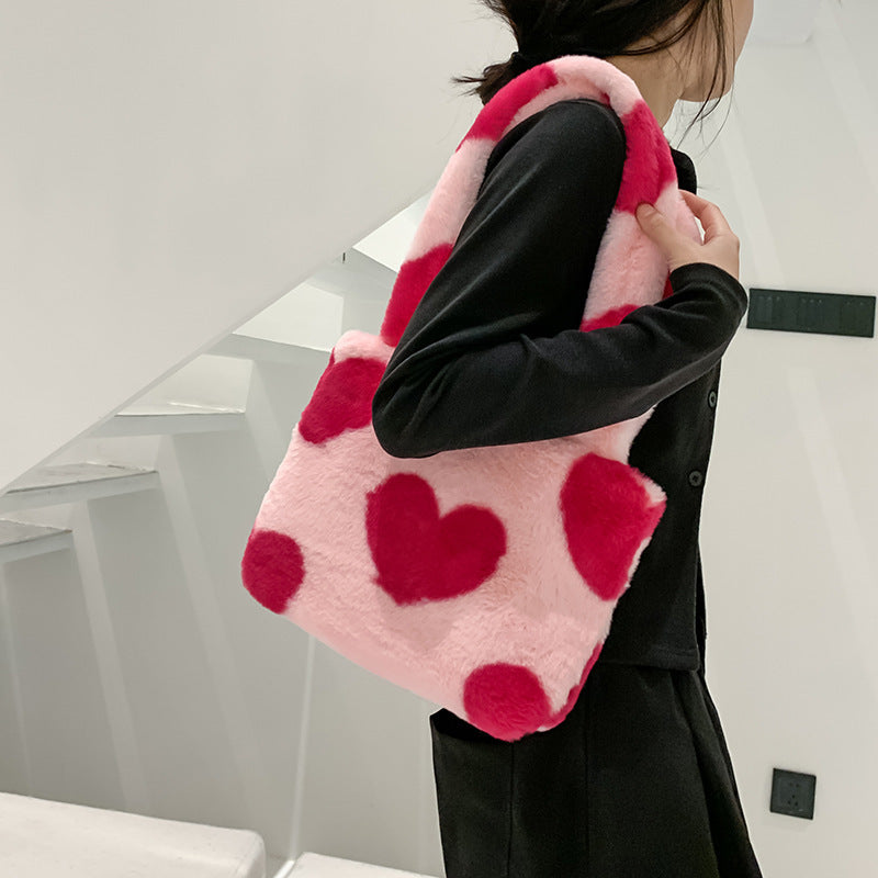Fashion Love Heart Womens Furry Fluffy Bag AliExpress