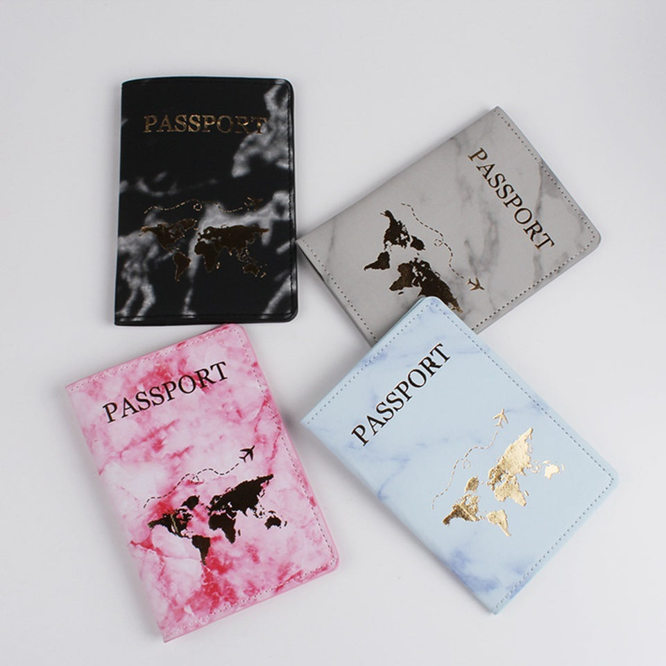 PU Leather Gilded Map Passport Book Protective Case
