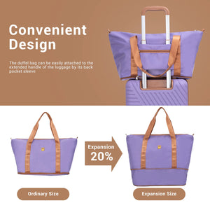 3 Piece Carry-On Luggage Sets, Hardside Suitcase Set with Spinner Wheels, Portable Travel Bag and Toiletry Bag, Light Purple