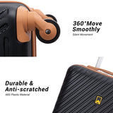 3 Piece Carry-On Luggage Sets, Hardside Suitcase Set with Spinner Wheels, Portable Travel Bag and Toiletry Bag, Black