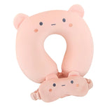 Cartoon Eye Mask U-Shaped Pillow Slow Rebound Memory Foam Neck Pillow Car Airplane Travel Neck Pillow Office Nap Pillow