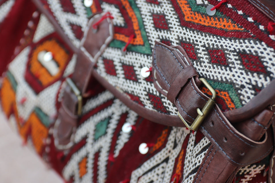 Kilim Duffle Bag, Leather Duffle Bag, Duffle Weekender Bag, Kilim Bag Clearance, Handmade Rug Bag, Duffle Boho Chic Bag, Weekender Bag Kilim